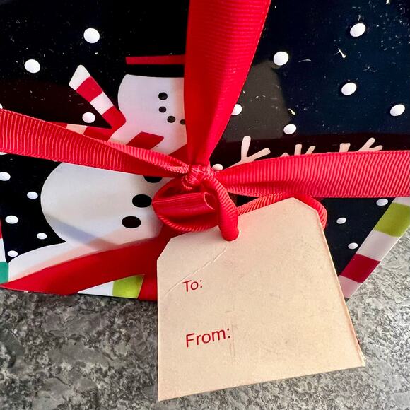 Set of 4 Holiday Snowman Dessert Plates with Holder NWT - Picture 3 of 5